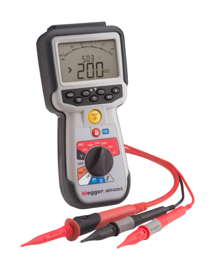 Megger MIT400/2 digital insulation tester with 1000 V test voltage and 200 GΩ range