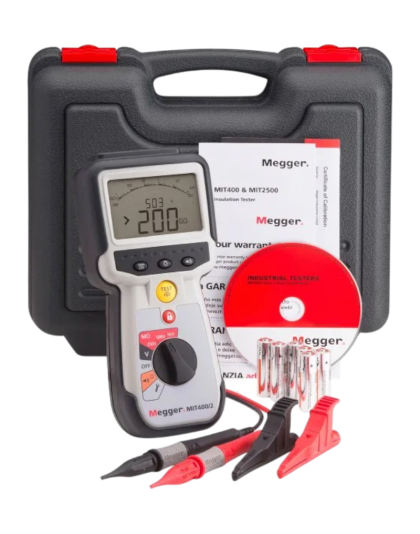Durable Megger MIT400/2 insulation and continuity tester with analog and digital displays